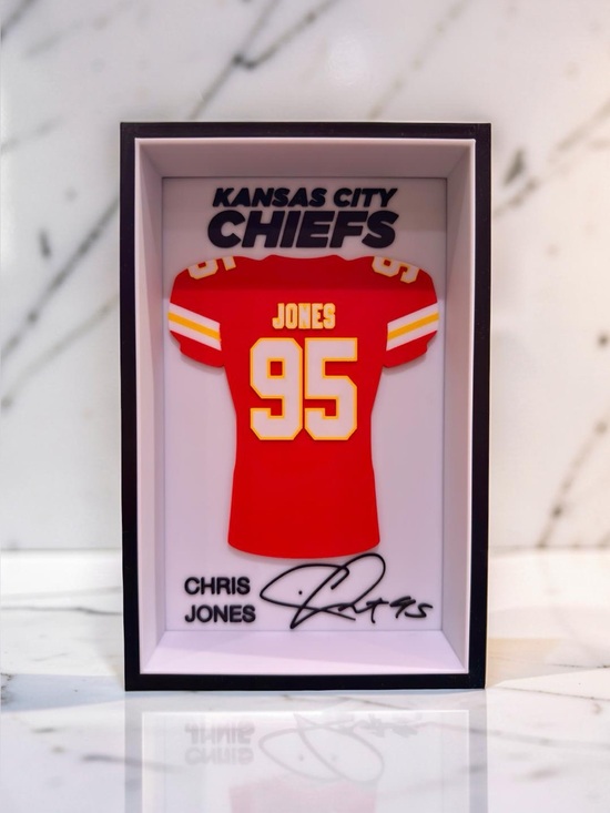 Generic Other - Chris Jones Chiefs #95 Jersey Display 3D Shadow Box NFL Football Gift